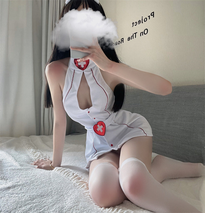 Women's Nurse One-Piece Hosiery Set - Minimalist Fashion Uniform