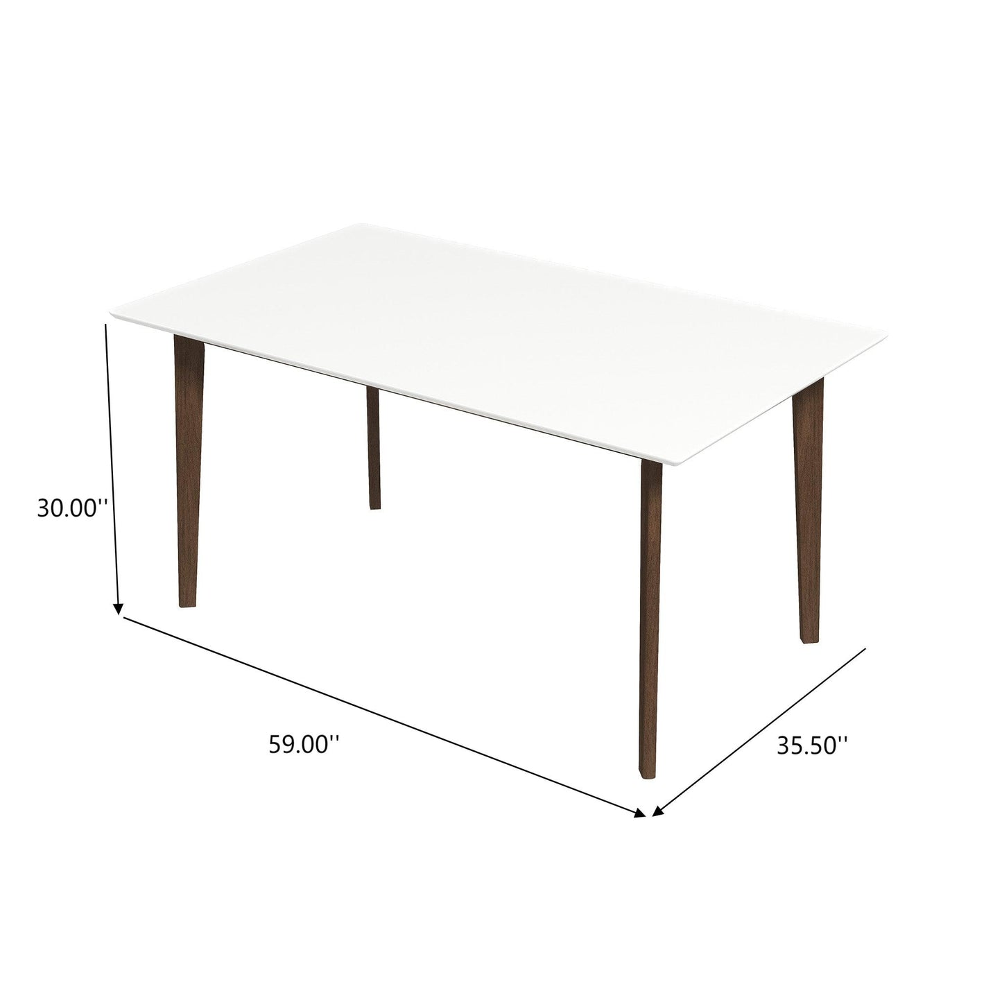 Lindsey Mid-Century Modern Solid Wood Dining Table With White Top And