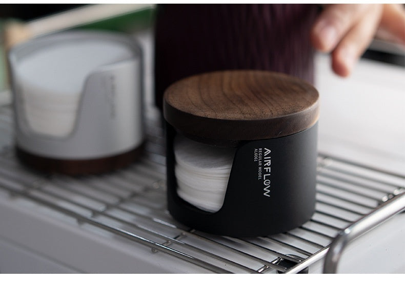 Universal Coffee Filter Paper Holder - Modern Aluminum & Wood Design