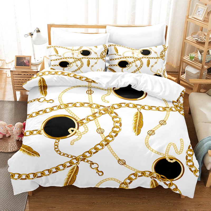 Digital Brushed Chemical Fiber Bedding Set - Multiple Sizes & Patterns