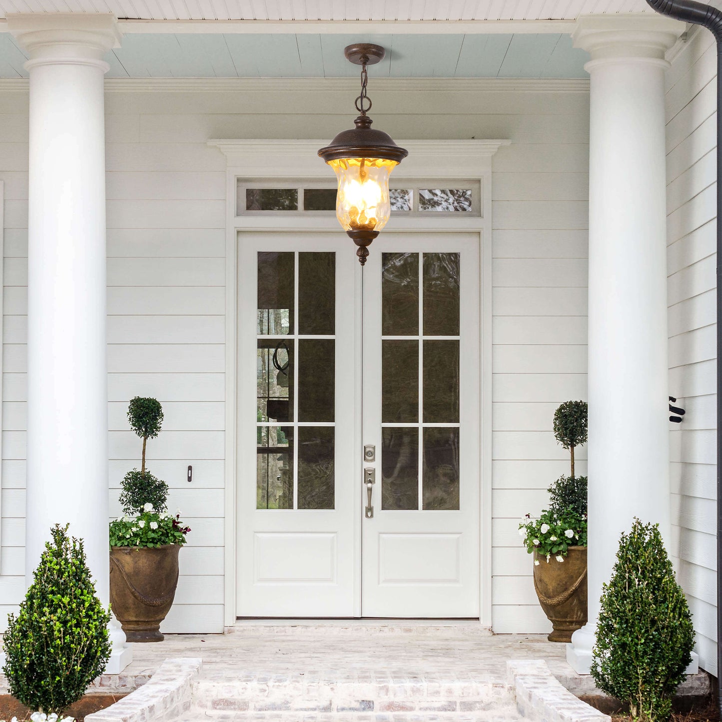Rustic Outdoor Hanging Lantern - Weatherproof Vintage Pendant Light