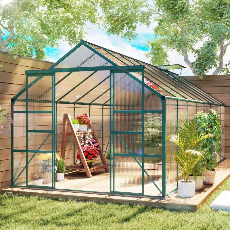 Greenhouse Kit with Aluminum Frame, Polycarbonate Panels, Adjustable Roof Vent
