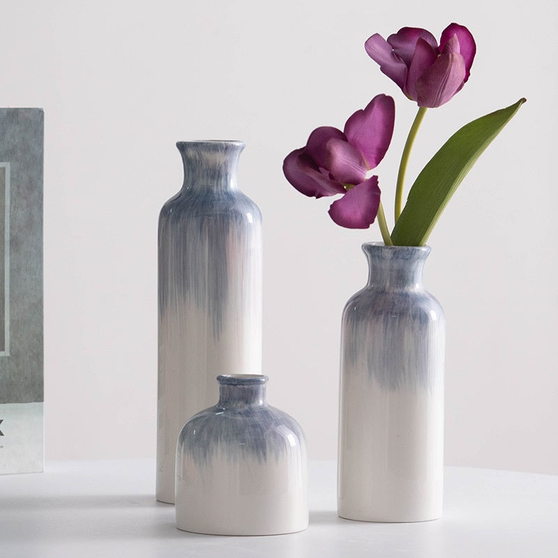 Hand Painted Ceramic Vase - Modern Simple Blue Home Decor