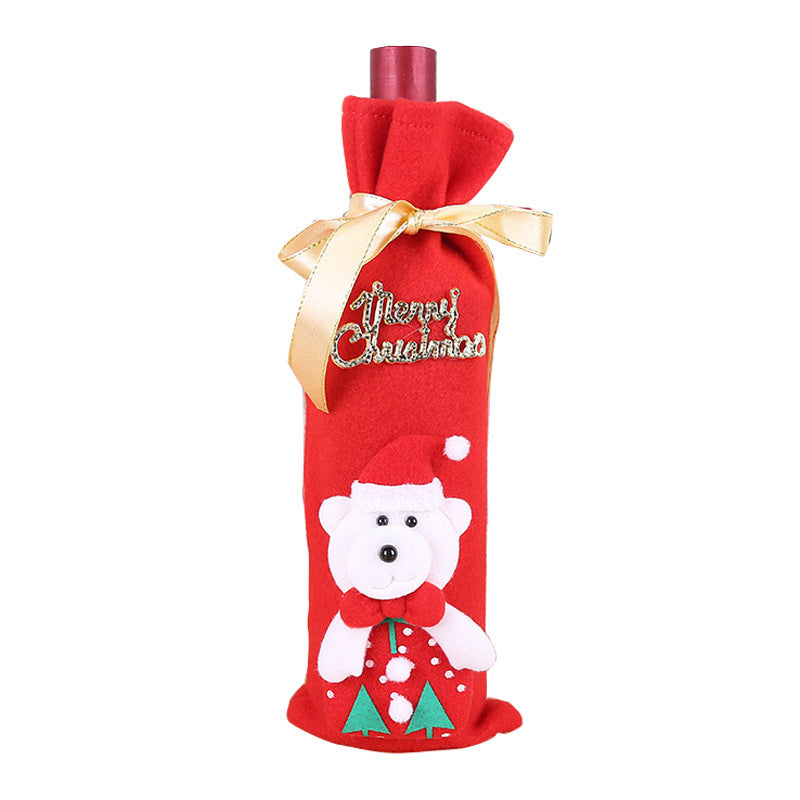 Christmas Flannel Wine Bottle Gift Bag Set for Holiday Decor