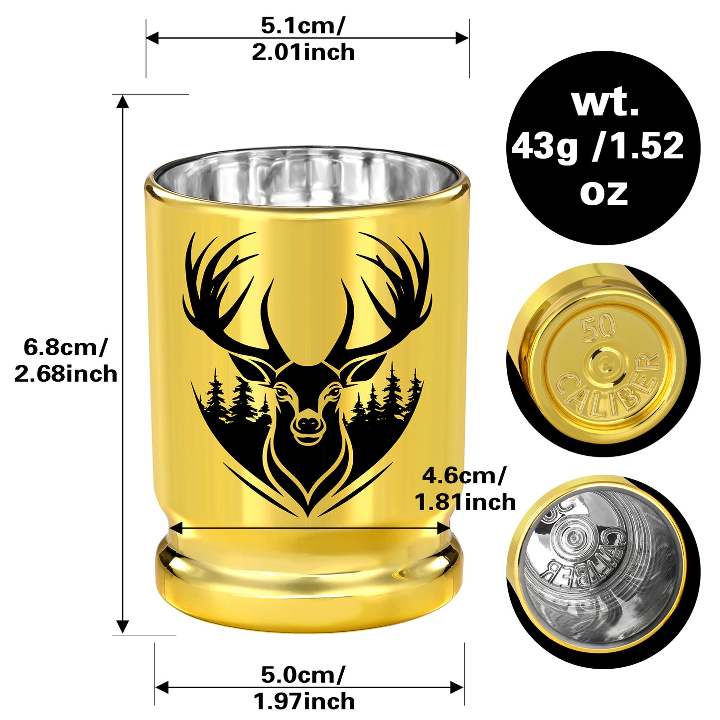 Golden Plastic Wine Glasses - 2-Pack with Gift Box, Leak Proof