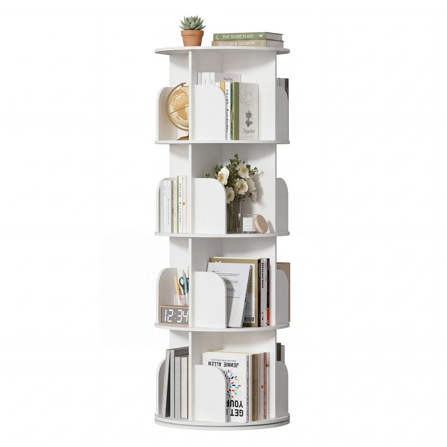 360-Degree Rotating Corner Bookshelf - Space-Saving Design