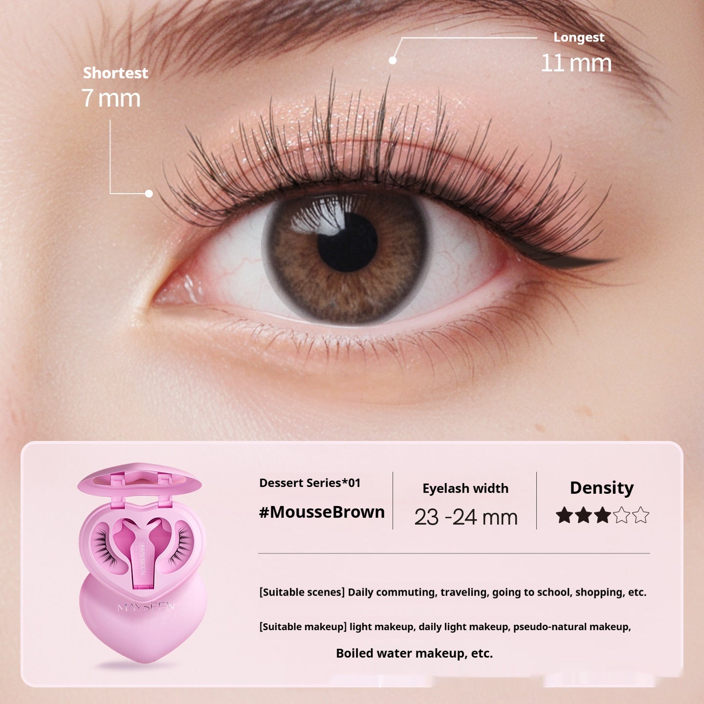 Magnetic False Eyelashes with Heart-Shaped Soap Holder - Natural Long Style