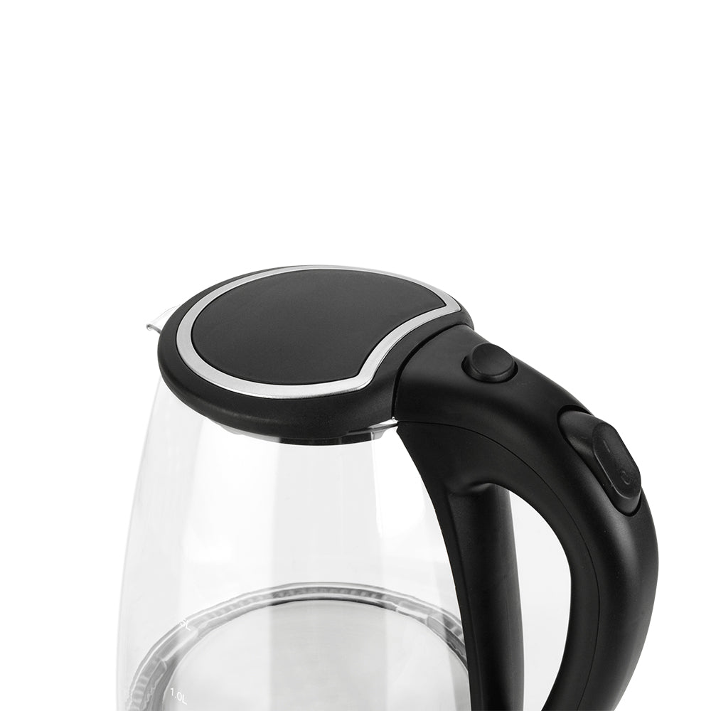 1.8L Electric Glass Kettle with Blue LED, Auto Shut-Off, 1500W