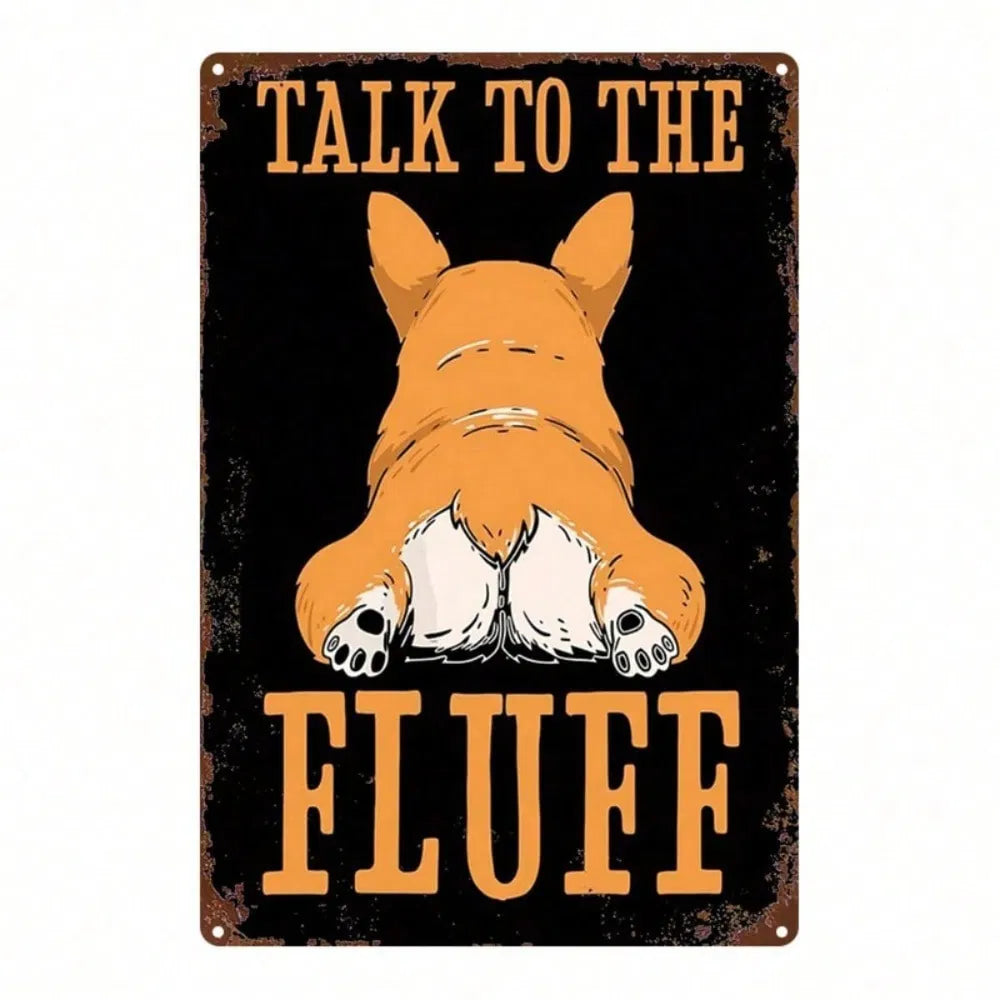 Corgi Dog Butt Metal Wall Sign - 8x12 Inch Decorative Art