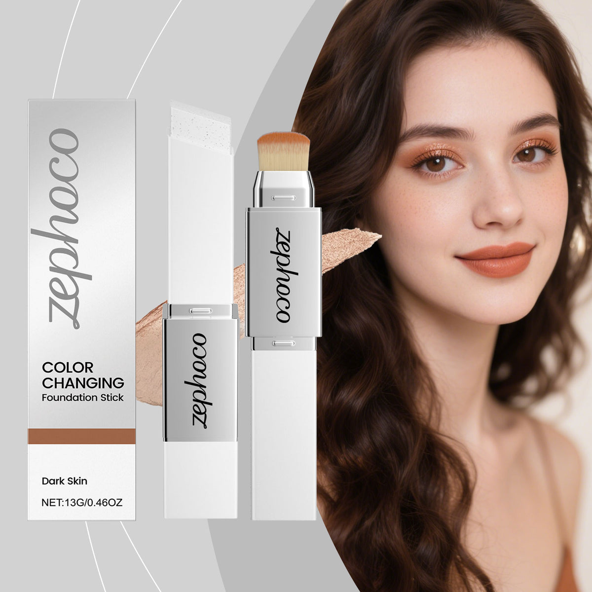 Color-Changing Foundation Stick for Deep Skin Tones - 13g Face Makeup
