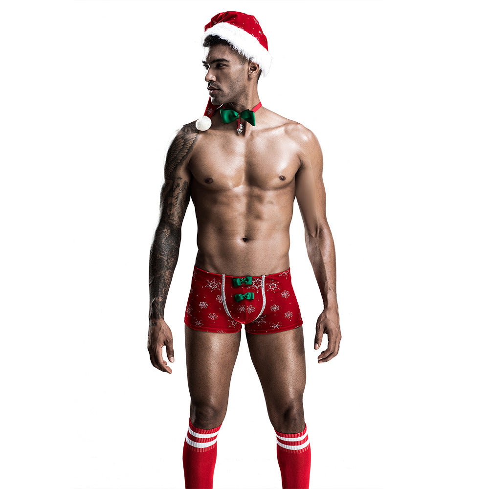 Men's Sexy Christmas Lingerie Set - One Size Holiday Underwear