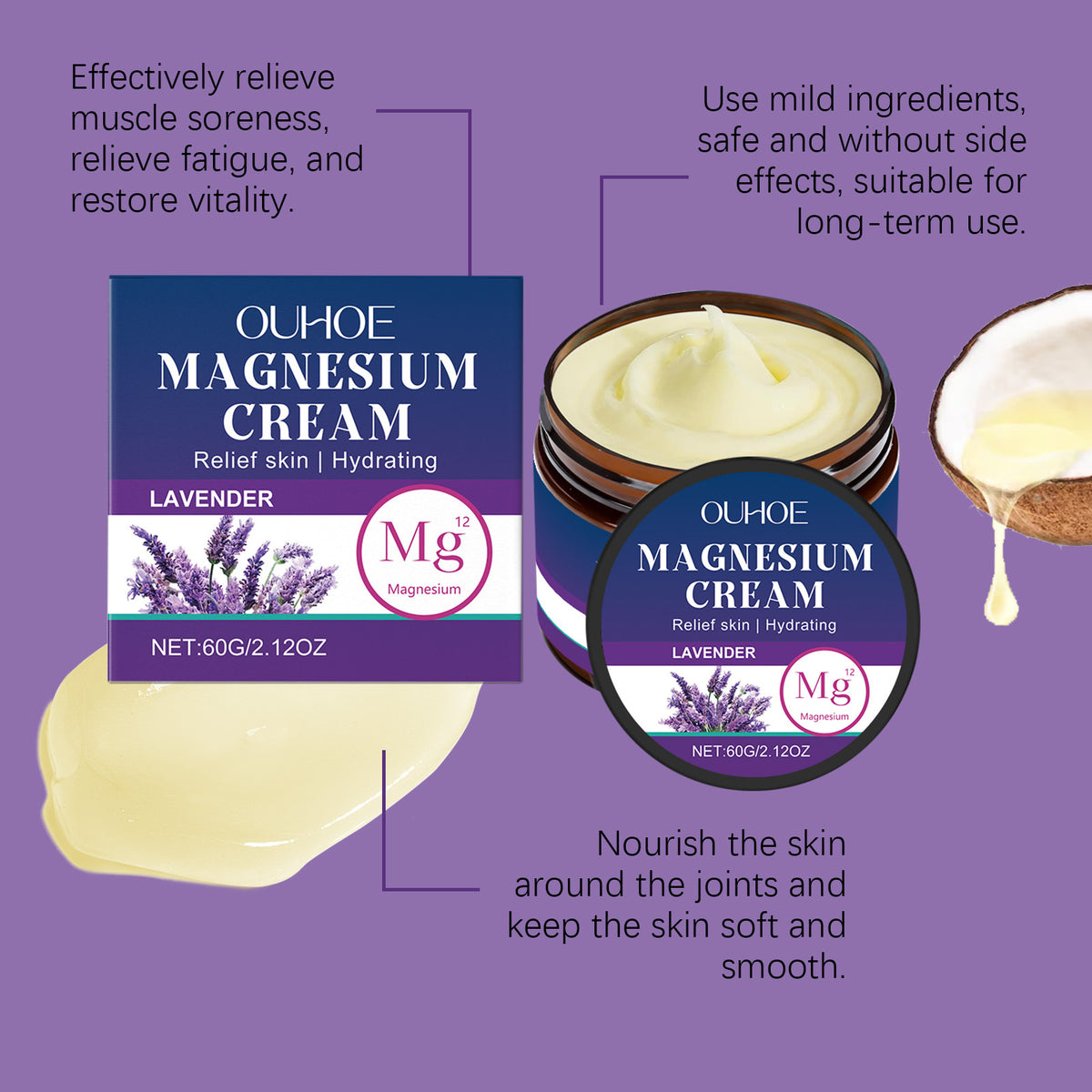 Magnesium Body Cream for Joint Relief - 60g Soothing Massage Lotion