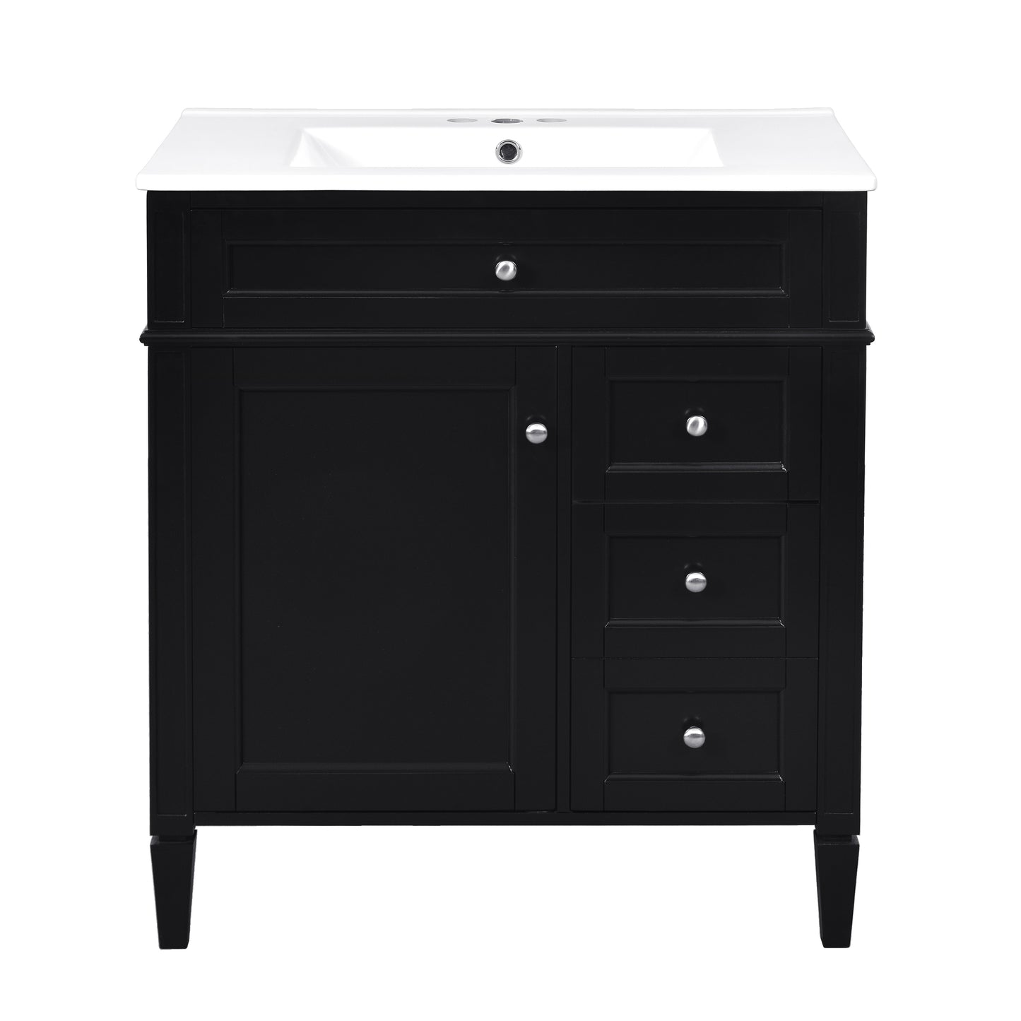 30'' Modern Bathroom Vanity with Sink - Black Storage Cabinet