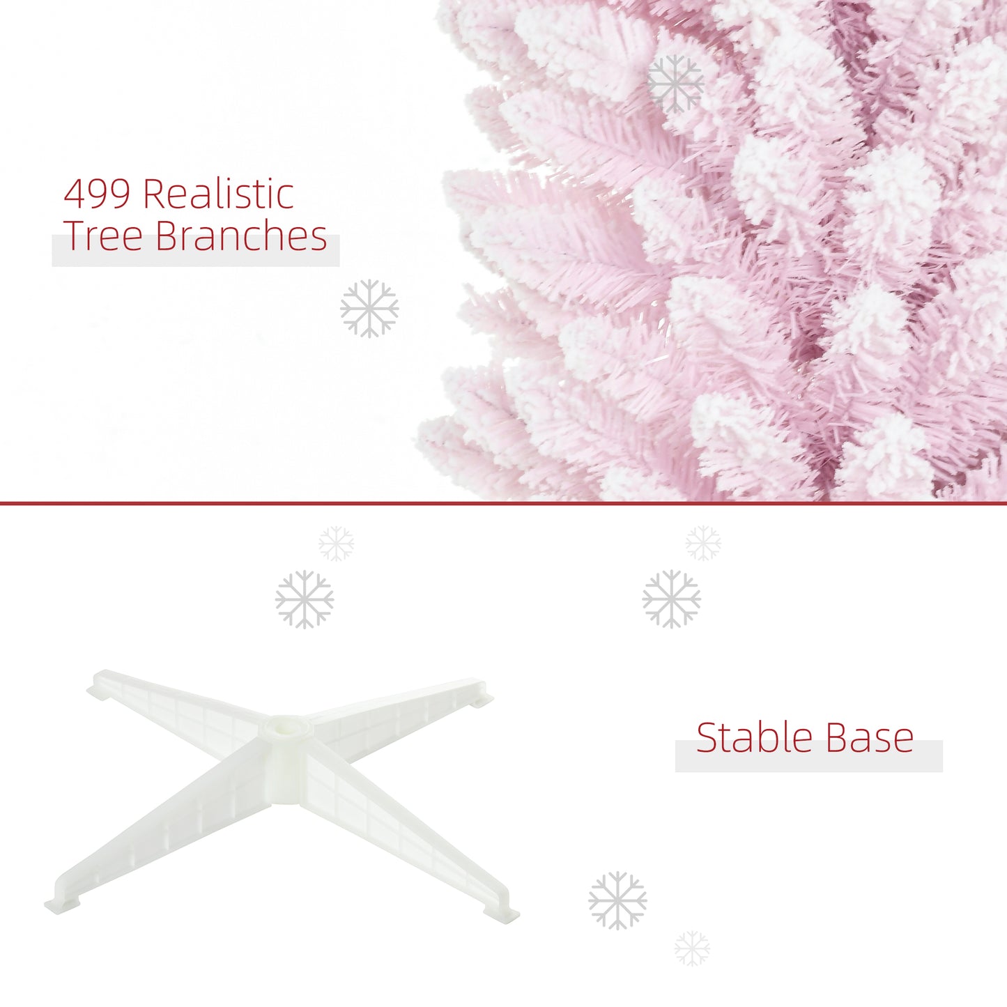 Pink Snow Flocked Artificial Christmas Tree - 84" Pencil Shape