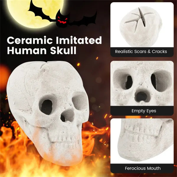 Realistic Human Skull Fire Pit Decoration - Halloween Decor