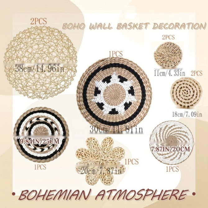 Handmade Straw Woven Wall Decorations Bohemian Wall Art Set