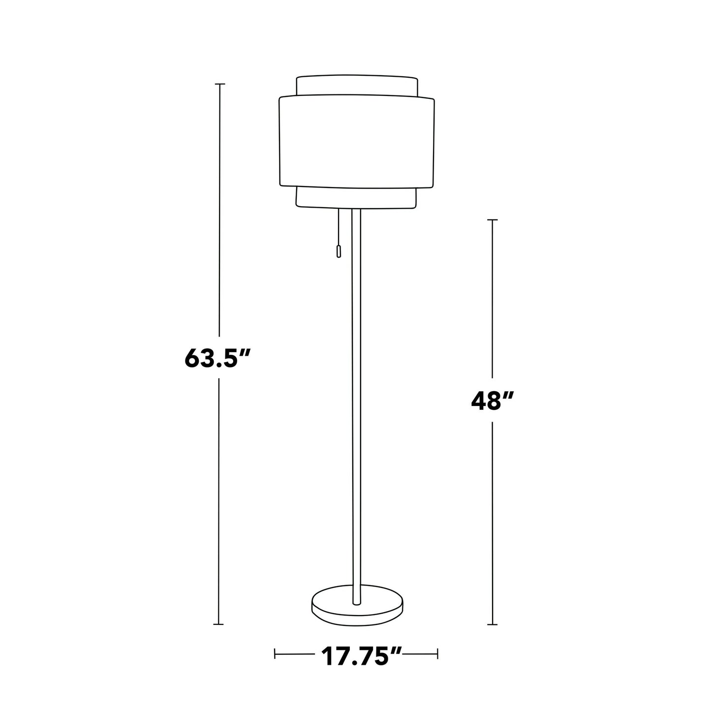 64-Inch Gold Metal Floor Lamp with Off-White Linen Shade