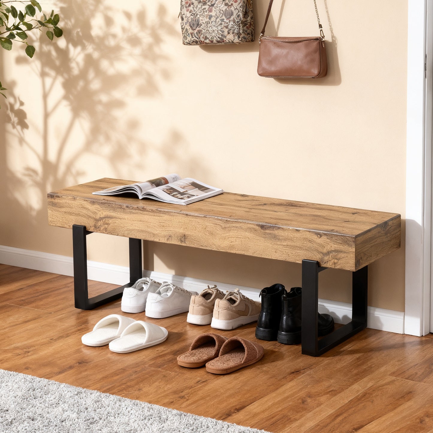 59 Wood Bench For Bedroom End Of Bed, Farmhouse Indoor Kitchen Table