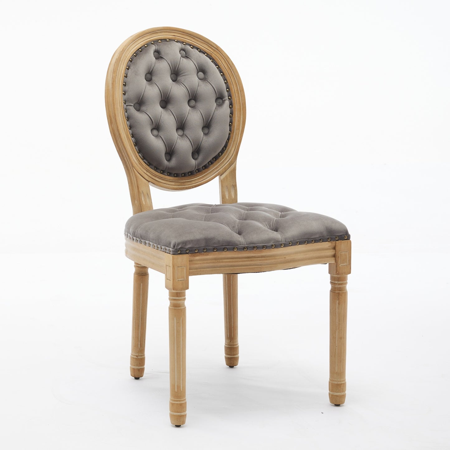 French Style Velvet Dining Chairs Set of 2 - Gray