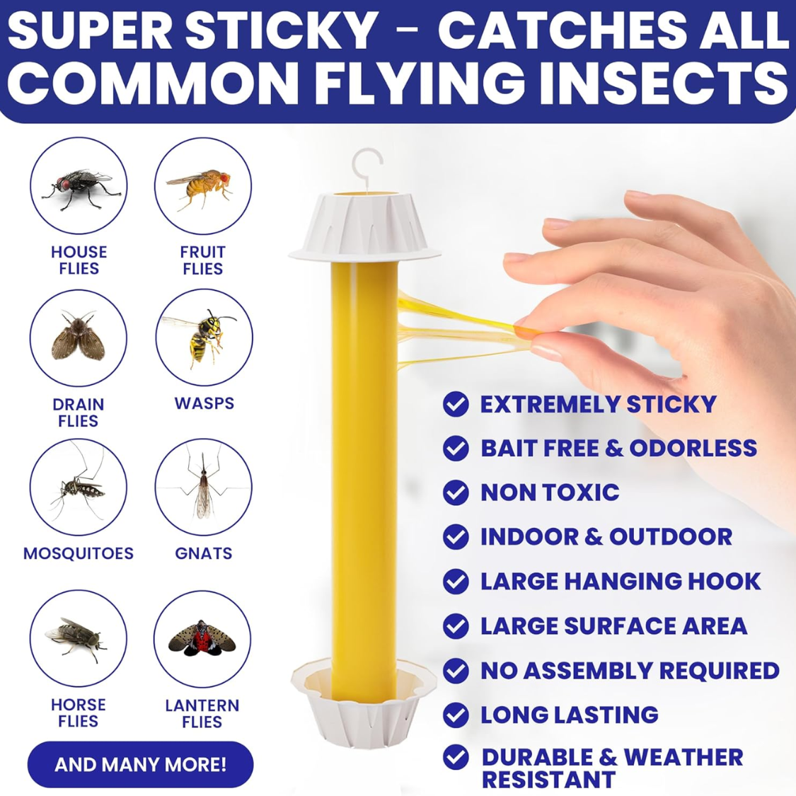 Super Sticky Fly Traps - Indoor & Outdoor 4-Pack, Non-Toxic