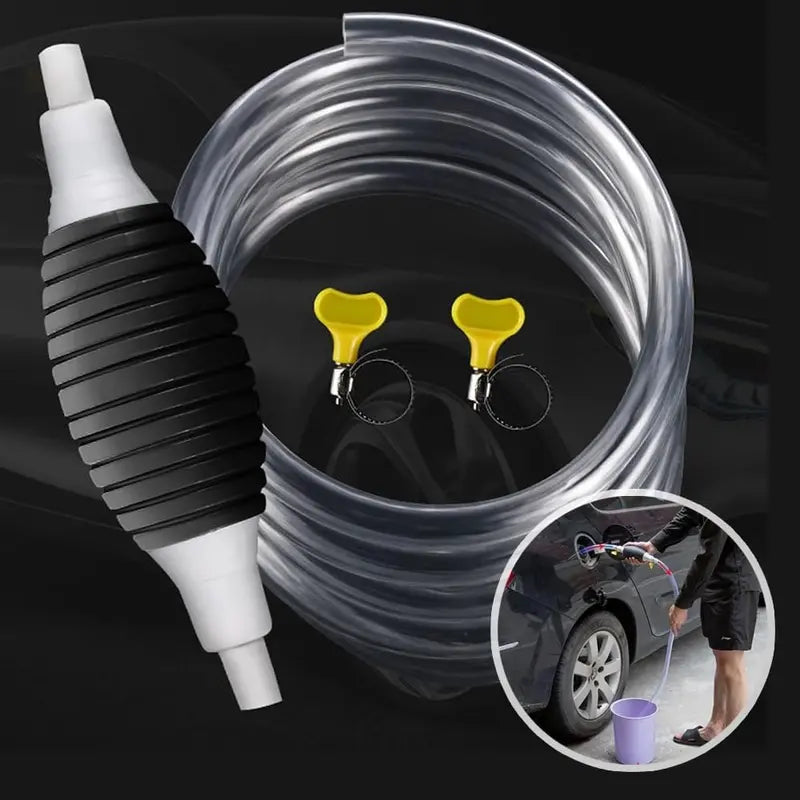 Gasoline & Diesel Siphon Pump for Fuel Transfer and Aquarium Cleaning - Black