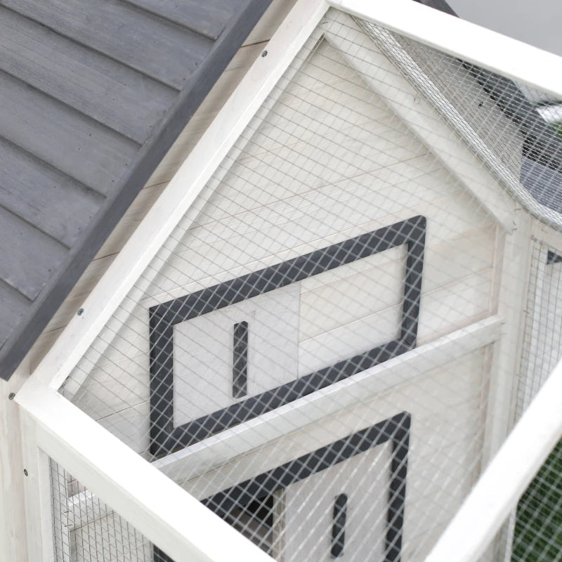 Wooden Chicken Coop with Nesting Box Ramp and Run - Outdoor Poultry Cage