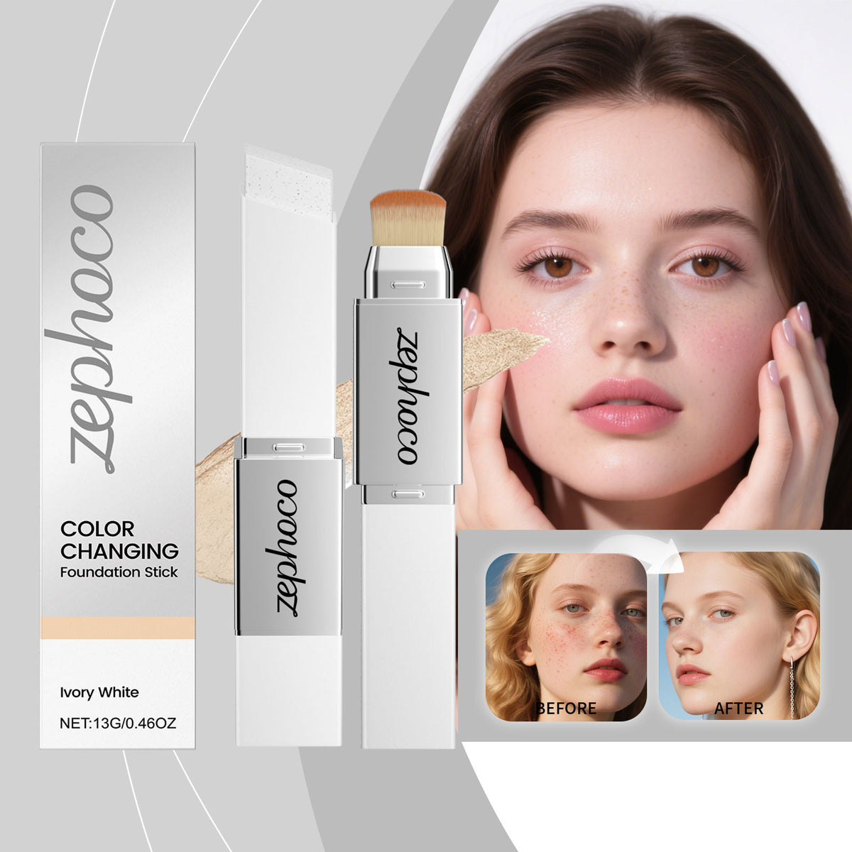 Two In One Color Changing Foundation Make-up Stick -ivory White -13g