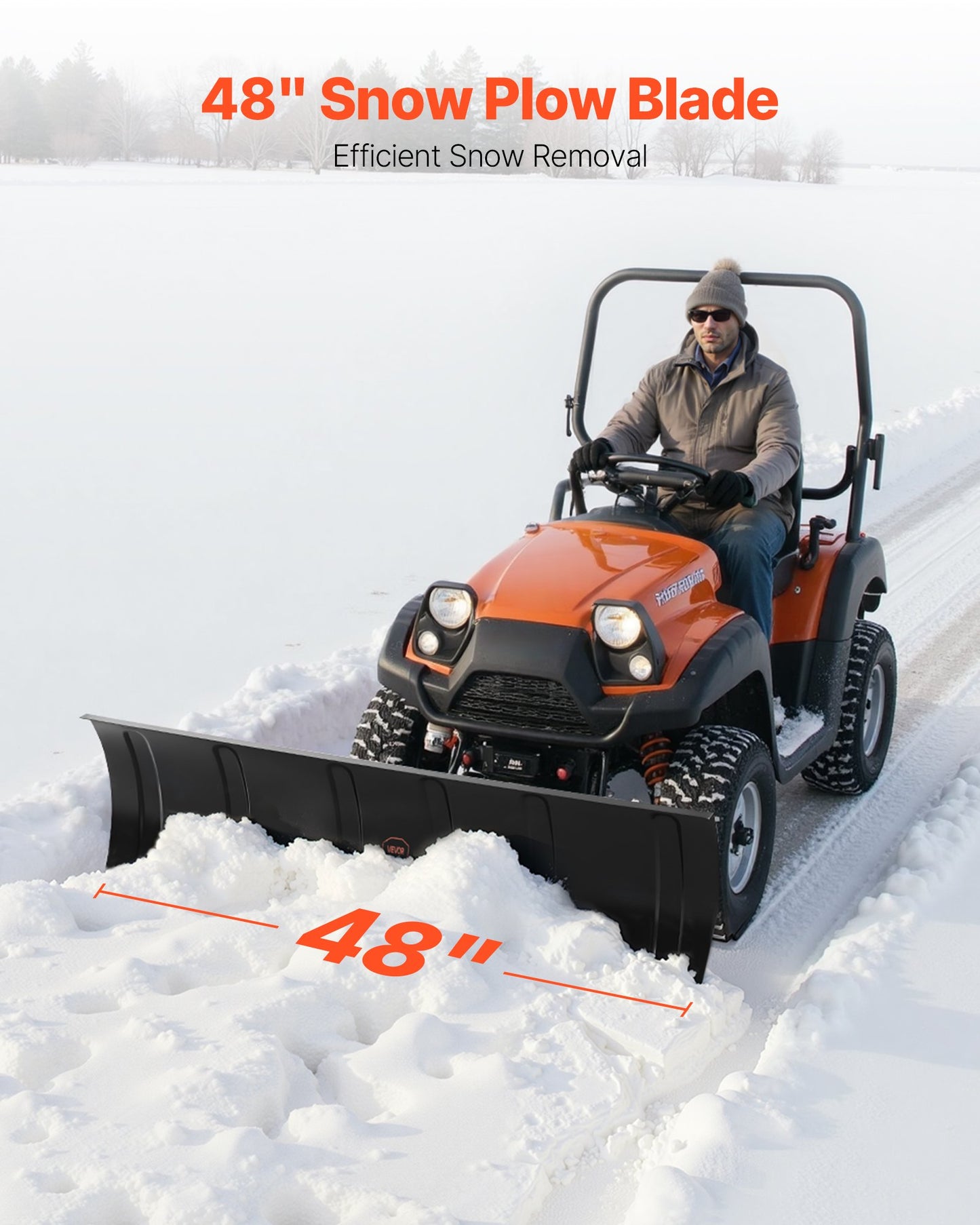 48-Inch Universal Snow Plow Blade Kit for ATV UTV Snow Removal Black