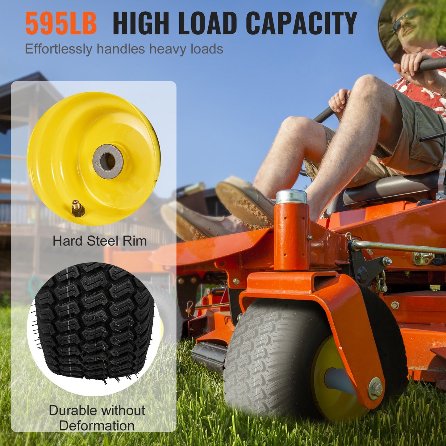 15x6-6 Tubeless Lawn Mower Tires with Rim 2-Pack - Tractor Wheel Assembly