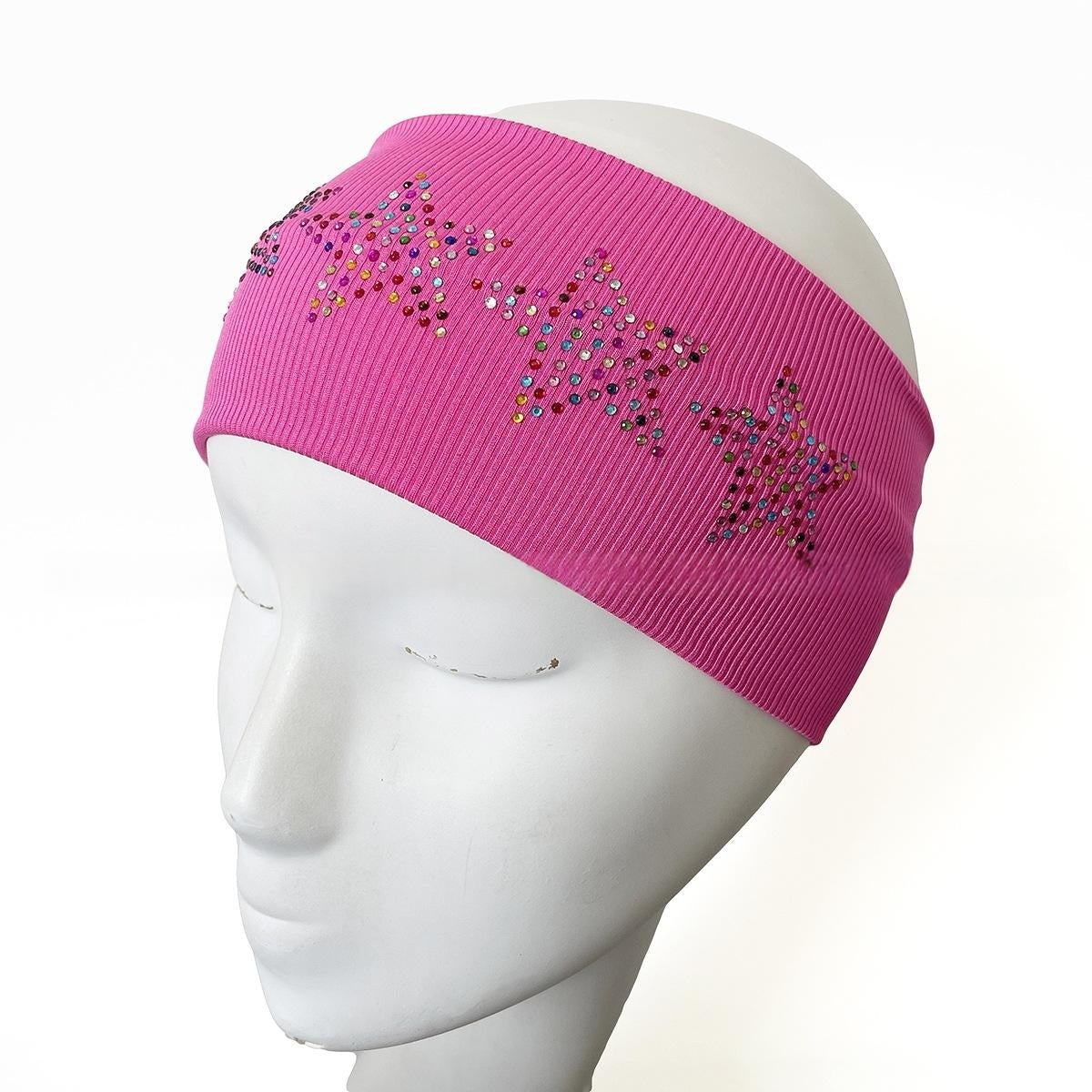 Five-Pointed Star Plaid Headband with Rhinestones