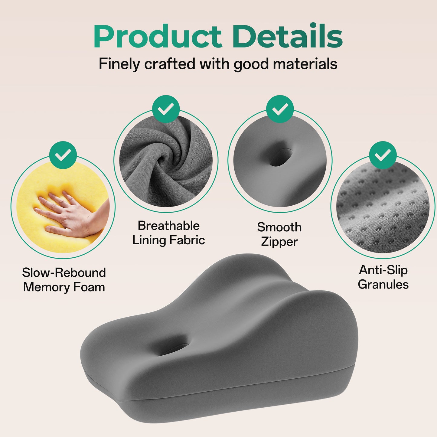 Ergonomic Memory Foam Support Pillow for Couples - Grey