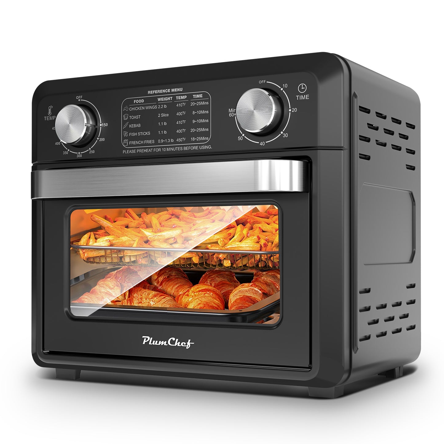 11QT Compact Air Fryer Toaster Oven - 1000W Countertop Kitchen Appliance, Black