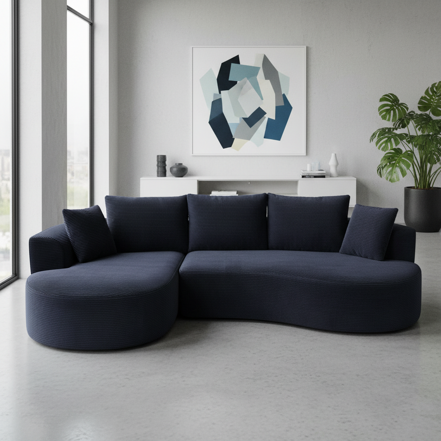 Curved Modular Sectional Couch 2 Piece Set With Pillows, Minimalist