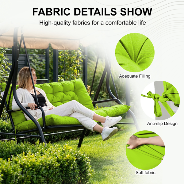Waterproof 4-Inch Thick Outdoor Swing Cushion Replacement with Backrest and Ties - Grass Green, 60 Inch