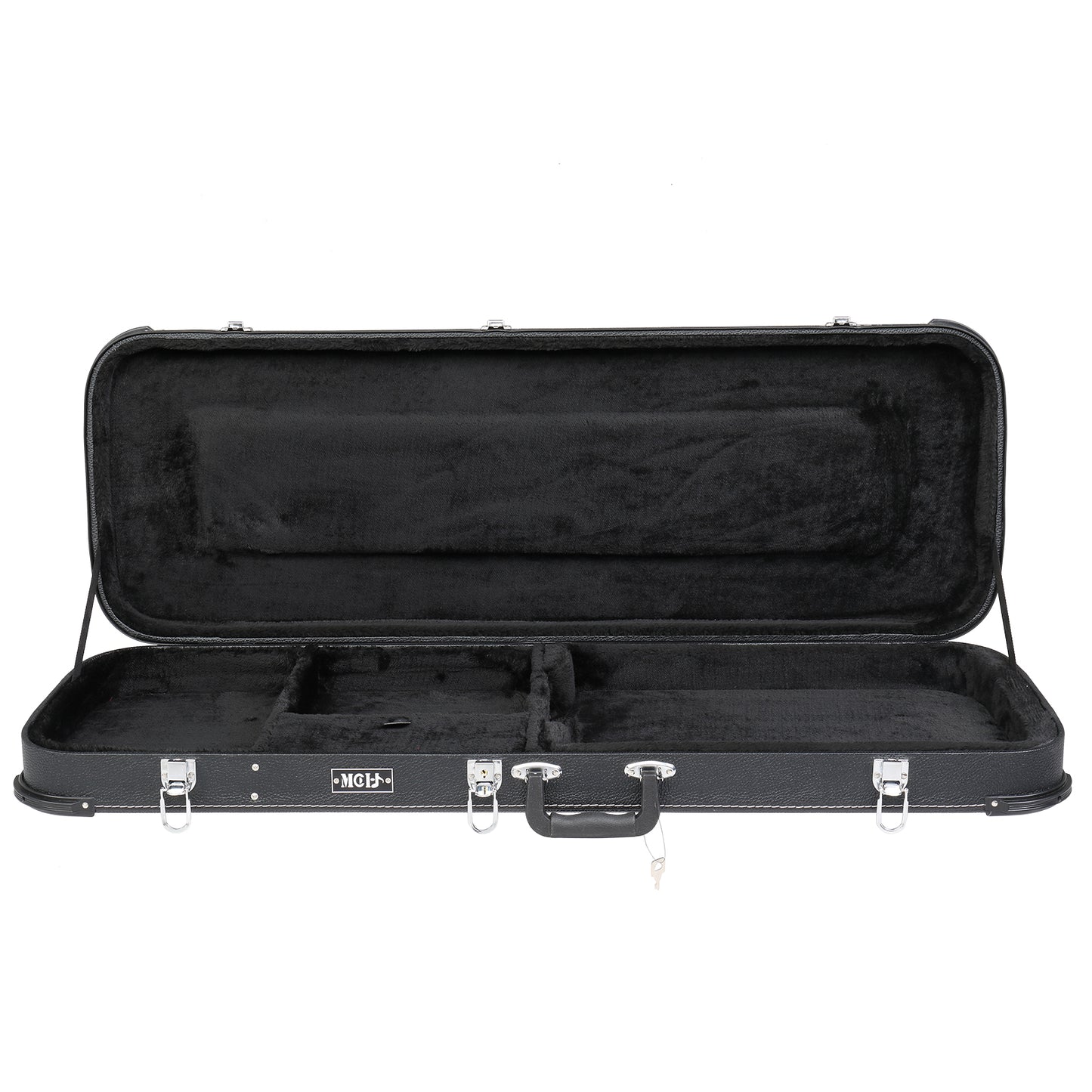 Electric Guitar Hard Case - Black Leather Square Design