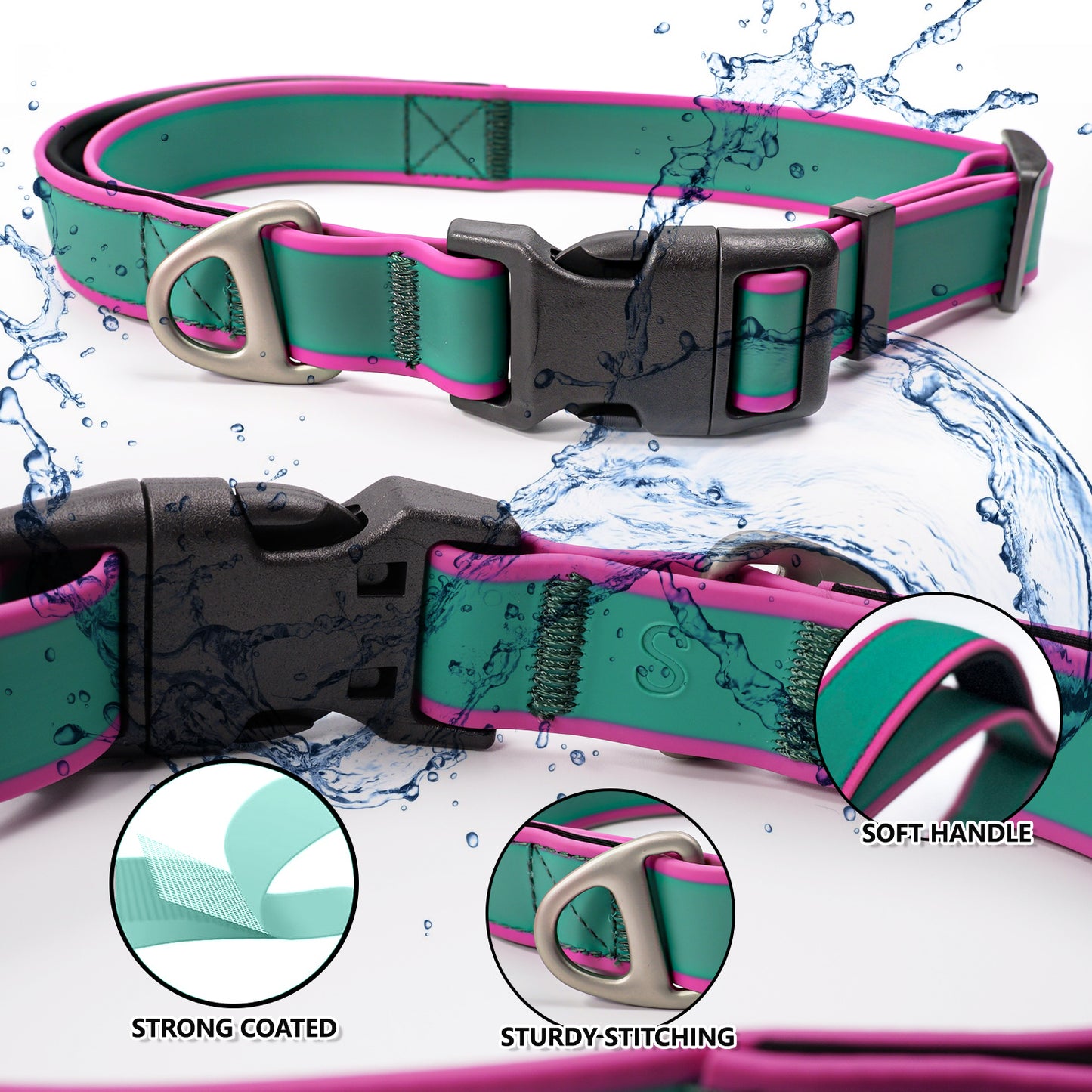Dog Tactical Collar with Bright Colors Waterproof Wear-Resistant Adjustable Dog Leash