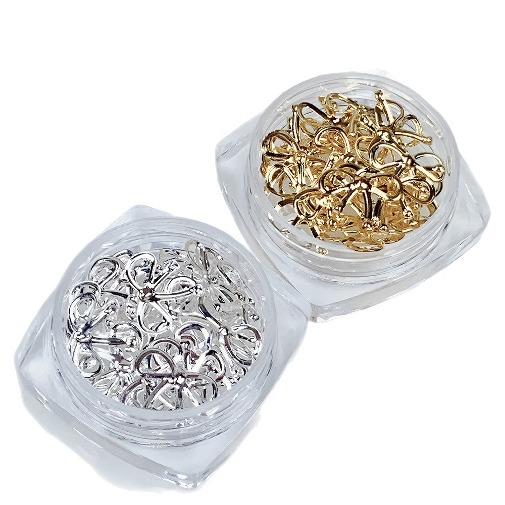 Luxury Alloy Bow Nail Art Decorations Set - Gold & Silver Nail Accessories