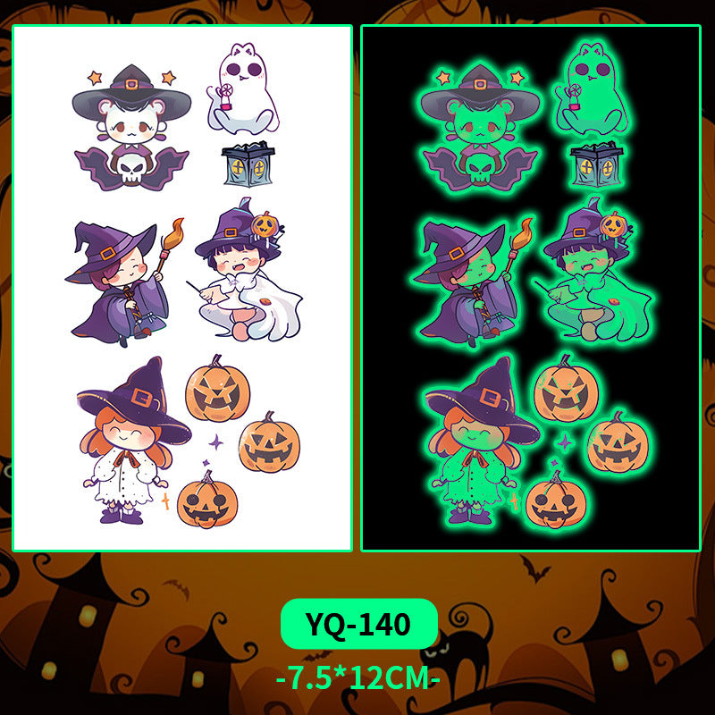 Glow-in-the-Dark Colorful Tattoo Stickers for Halloween & Parties