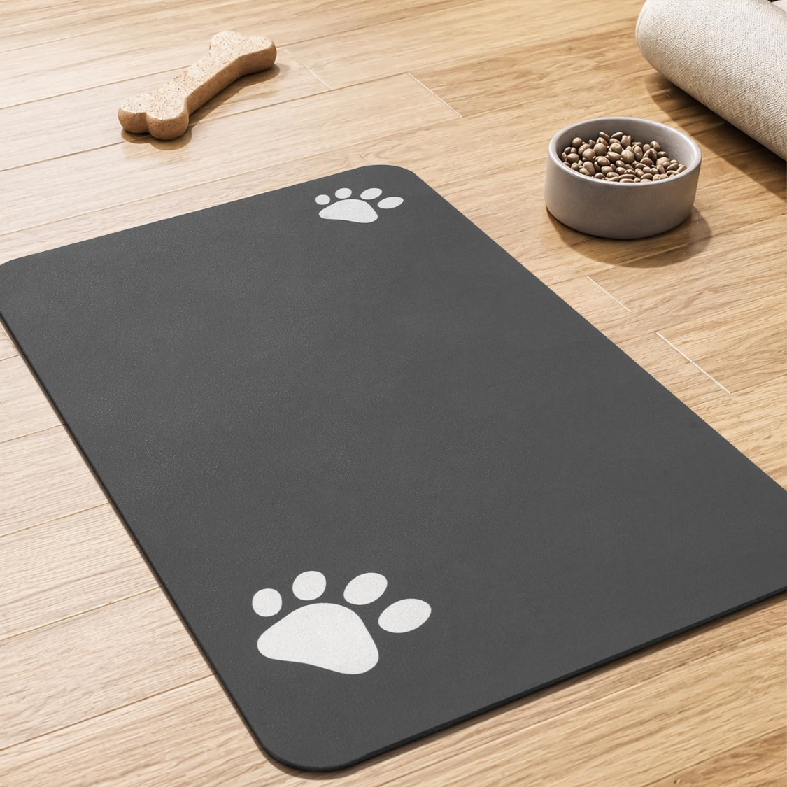Absorbent Pet Feeding Mat for Food and Water Bowls - No Stains, Quick-Dry, Non-Slip