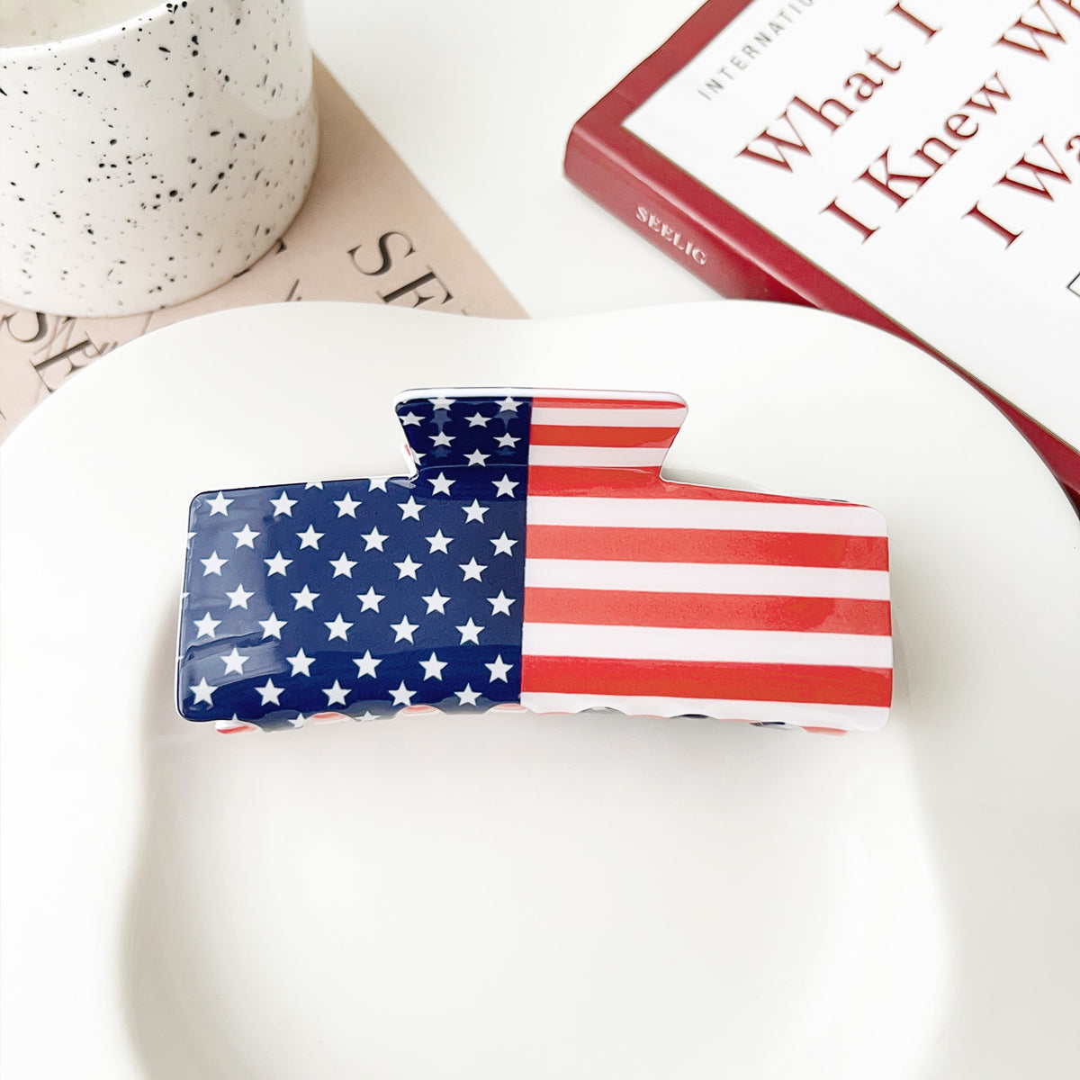 Luxurious Festive Hair Clip for Women - Acrylic Flag Design, European Style
