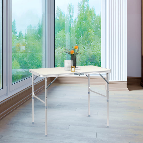 Home Use Aluminum Alloy Folding Table 90x60x70cm - White, Portable & Space-Saving
