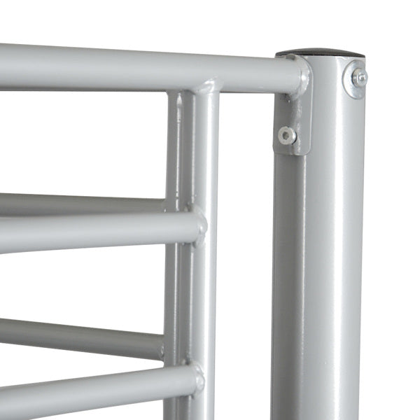 Iron Bed Bunk With Ladder For Kids Twin Size Gray
