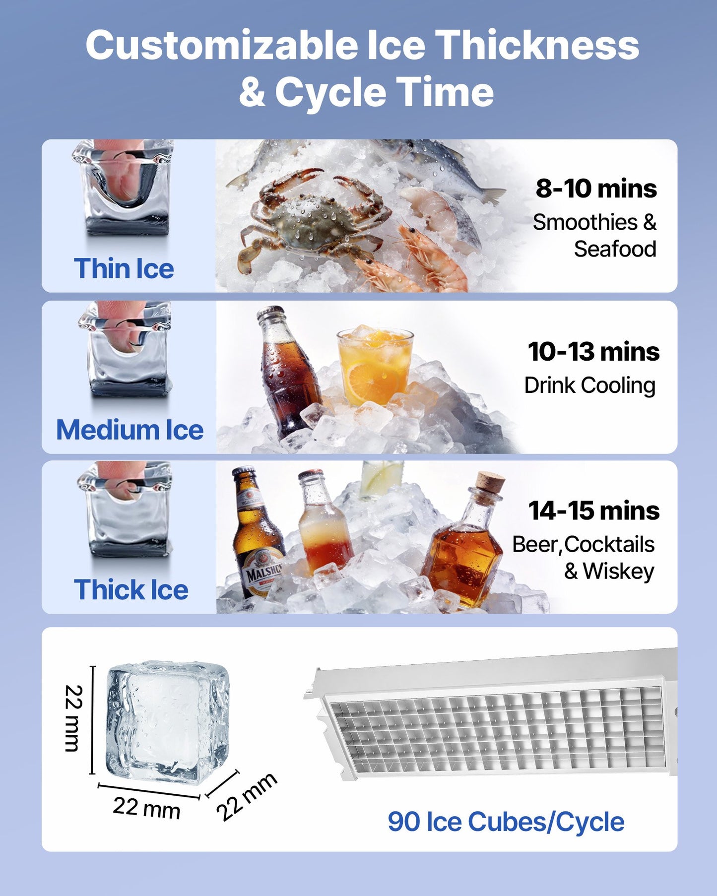 Commercial Ice Maker Machine 265 Lbs/24h with 85 Lbs Storage Stainless Steel