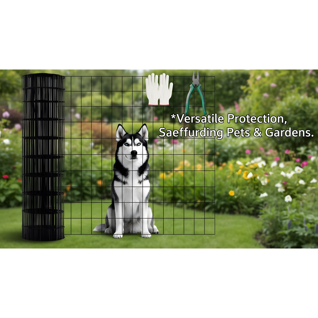48 Inch Black Vinyl-Coated Metal Mesh Fence Panel for Poultry & Pet Cages