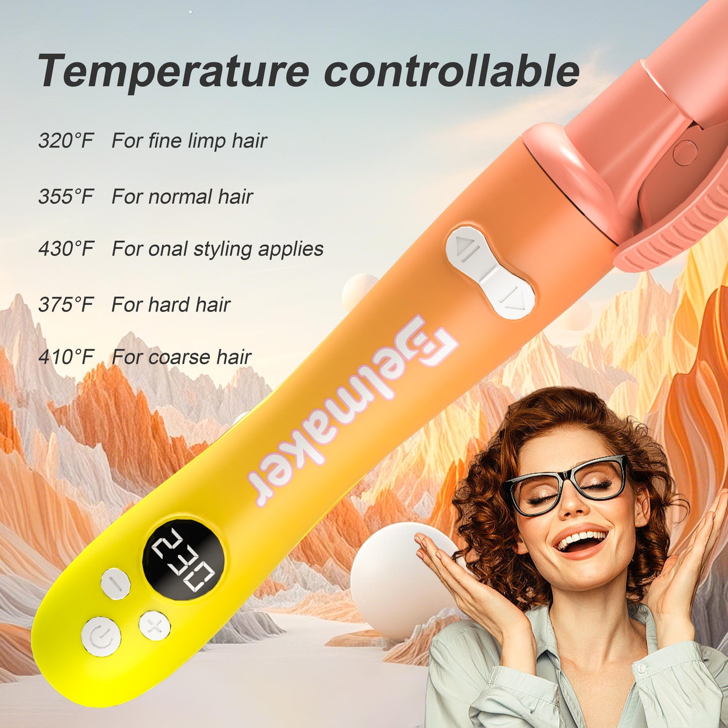 Rotating Ceramic Curling Iron - 1-Inch Barrel with Auto Shut-Off