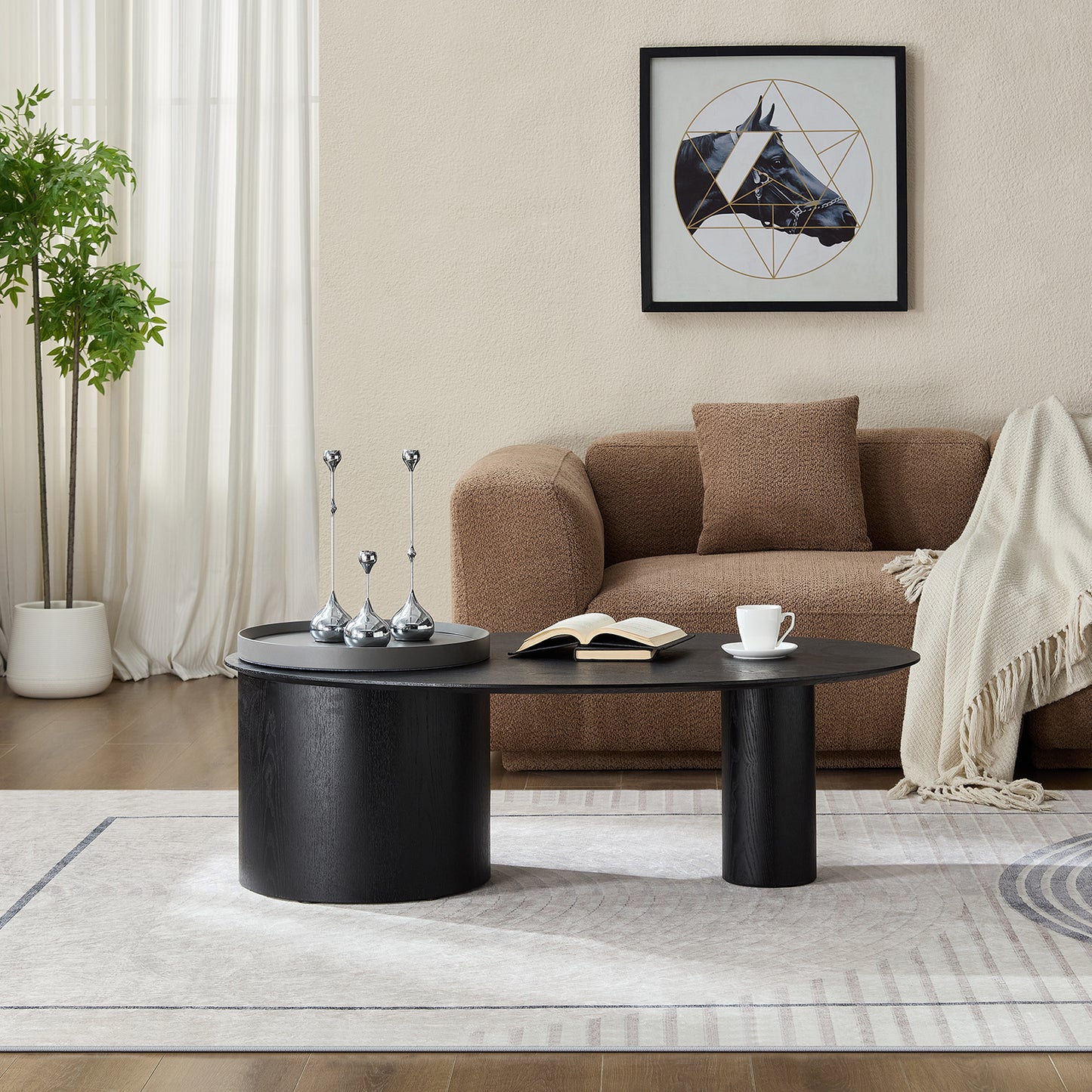 Modern Oval Luxury Coffee Table, Sophisticated Living Room Center