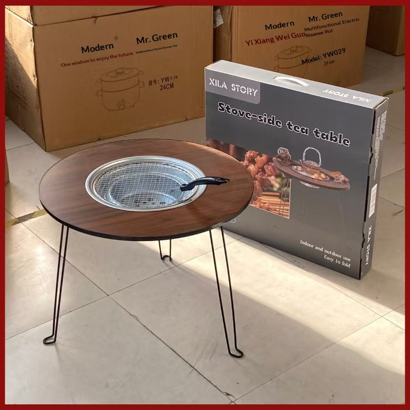 60cm Folding Outdoor Barbecue & Tea Table - Portable Garden & Home Storage