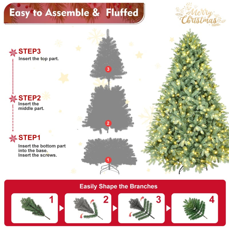 Artificial Christmas Tree - PE/PVC Mixed with Warm White LED Lights