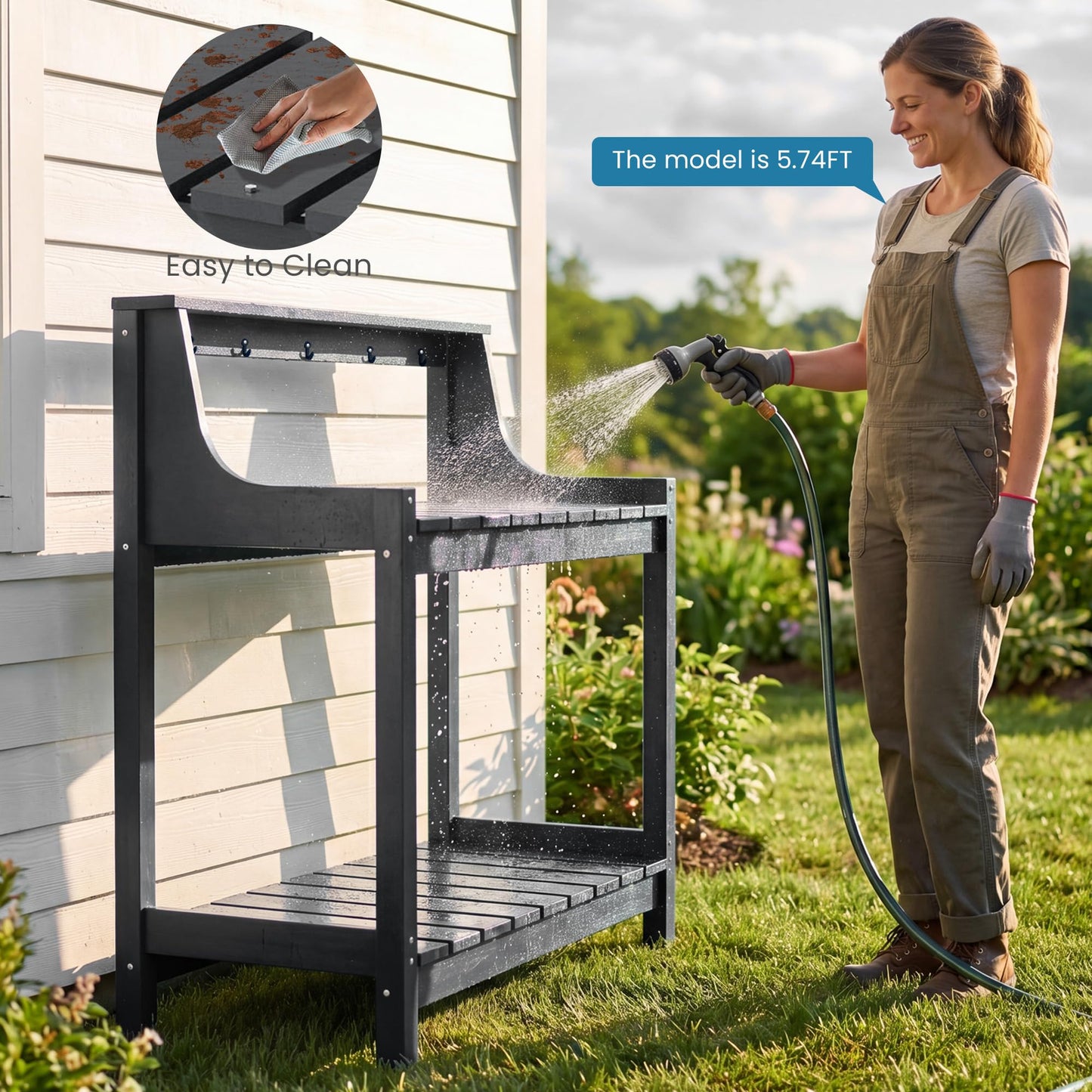 Potting Benches For Outside, HDPE Garden Table All Weather, Outdoor