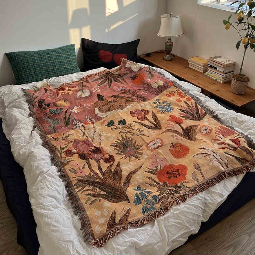 Cartoon Cat Nap Tapestry Home Decor Cotton Wall Hanging